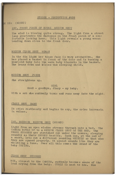 Moe Howard's Personally Owned Three Stooges' Columbia Pictures Script for Their 1943 Film, ''I Can Hardly Wait''